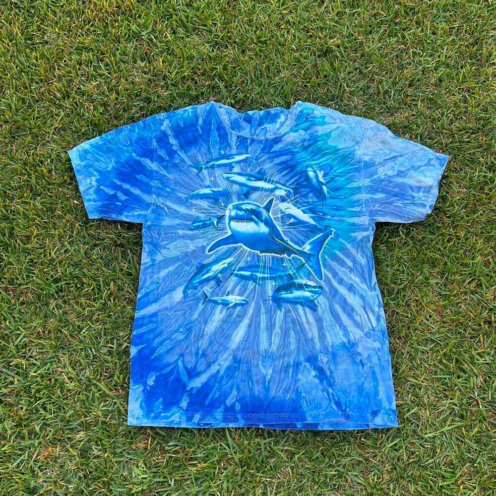 2000s Shark tie dye tee mens size Xl